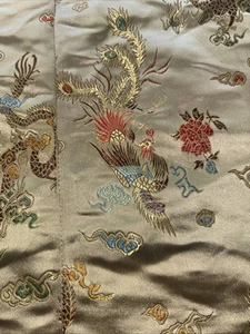 Vintage Chinese Songket Gold Thread Brocade Panel Throw Bedspread Hanging Huge - Picture 1 of 9