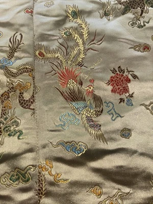 Vintage Chinese Songket Gold Thread Brocade Panel Throw Bedspread Hanging Huge - Image 1 of 4