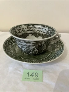 Rowland & Marsellus Take Ye A Cuppe - Rare - Tea Cup And Saucer - Green Grey - Picture 1 of 12