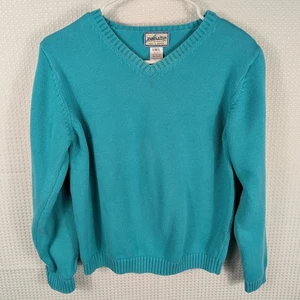 Pendleton Originals Sweater Small Teal Cotton V-Neck Long Sleeve Made in Japan - Picture 1 of 5