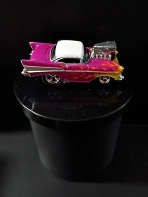 1957 CHEVY BEL AIR PURPLE WITH ORANGE AND YELLOW FLAMES LOOSE DISPLAY - Image 1 of 4