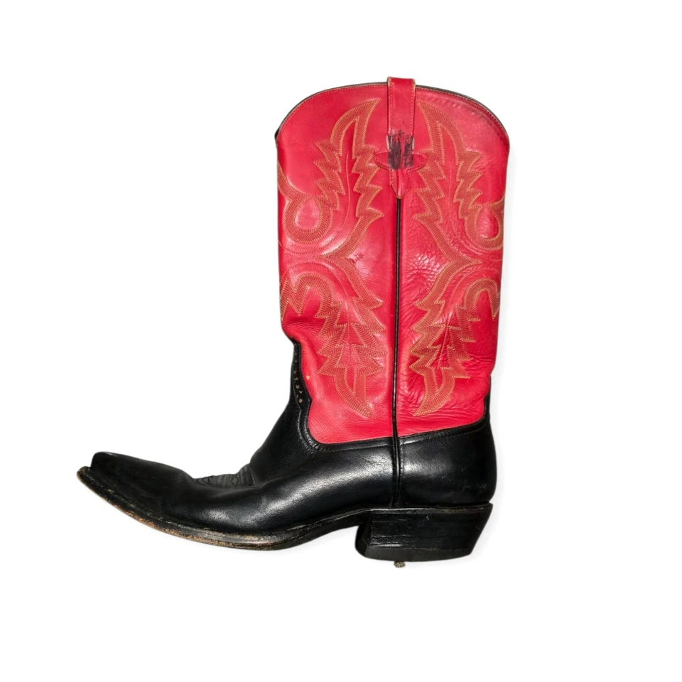 Мужские ковбойские сапоги Rios Of Mercedes Texas вишневые красно-черные с заостренным носком 9D  - Изображение 1 из 4