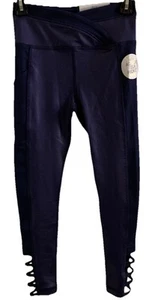 Justice Girls Leggings Blue Size 7 Ankle Length Cutouts Elastic Waist Pocket - Picture 1 of 9