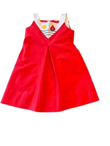 Vintage 80s Red Sailboat Applique A-Line Toddler Dress By Florence Eiseman Size - Picture 1 of 5