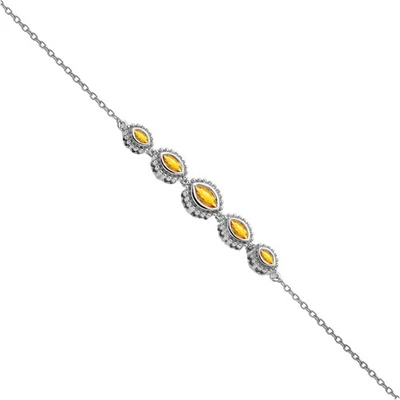 Brazalete Tenis Citrino Marquesa Oro Blanco Sólido 14K Foto 1 de 4