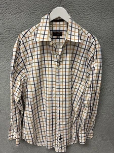 Robert Talbott Brown/Orange/White Striped Button Up Men's Size XL POE - Picture 1 of 9