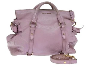 Miu Miu 3way Bow Bag Shoulder Crossbody Leather Pink Faded - Picture 1 of 13
