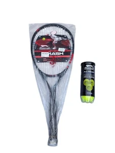 Raqueta de tenis Slazenger Smash para adultos de 27 pulgadas negra/roja y 3 pelotas Slazenger - Imagen 1 de 3