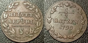 Suisse - confédération helvétique - 1/2 batzen "5" 1799 ! KM#A6 - Imagen 1 de 1