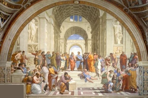 Quadro Raffaello Scuola di Atene 1511 Poster Stampa Arte SCEGLI MISURA - Foto 1 di 2