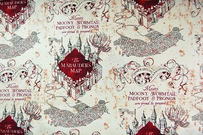 Harry Potter Marauder's Map cotton Fabric - SOLD BY THE HALF YARD - Image 1 of 3