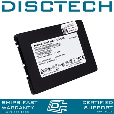 Micron 5300 MAX MTFDDAK480TDT-1AW1ZABYY 480GB 2.5" 6Gbps eTLC Mixed Use SATA SSD - Image 1 of 3