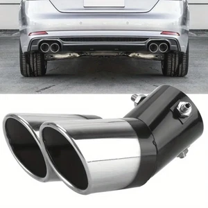 Car Tailpipe Exhaust Tip Chrome Trim Double Tail Pipe Muffler - Picture 1 of 5