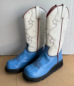Stivali donna John Fluevog taglia 7 blu bianco rosso stella rodeo - Foto 1 di 11