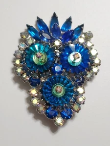 Juliana D&E Pfau blau Margarita & Strass Lagenlook Brosche/Anhänger Vintage Kombination - Bild 1 von 11