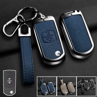 Zinc Alloy Leather Car Key Fob Case Cover Bag For Mazda MX5 RX8 2 3 6 CX-7 CX-9 Foto 1 de 4