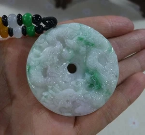 Cert'd Vintage natürlicher Typ A grün Jadeit Jade neun Drachen Anhänger 0496 - Bild 1 von 7