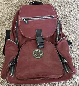 Kipling Rolling Backpack Sanaa Wheeled Carry On Luggage Laptop Bag Maroon Red - Picture 1 of 11