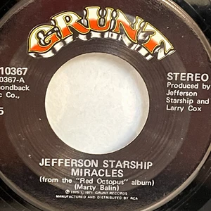 Jefferson Starship Miracles / Al Garimasu Grunt 7" Vinyl 0357 Classic Rock - Picture 1 of 3