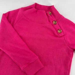 Crewcuts Pullover Sweatshirt Mock Neck Button Up Pink Top XS - Picture 1 of 6