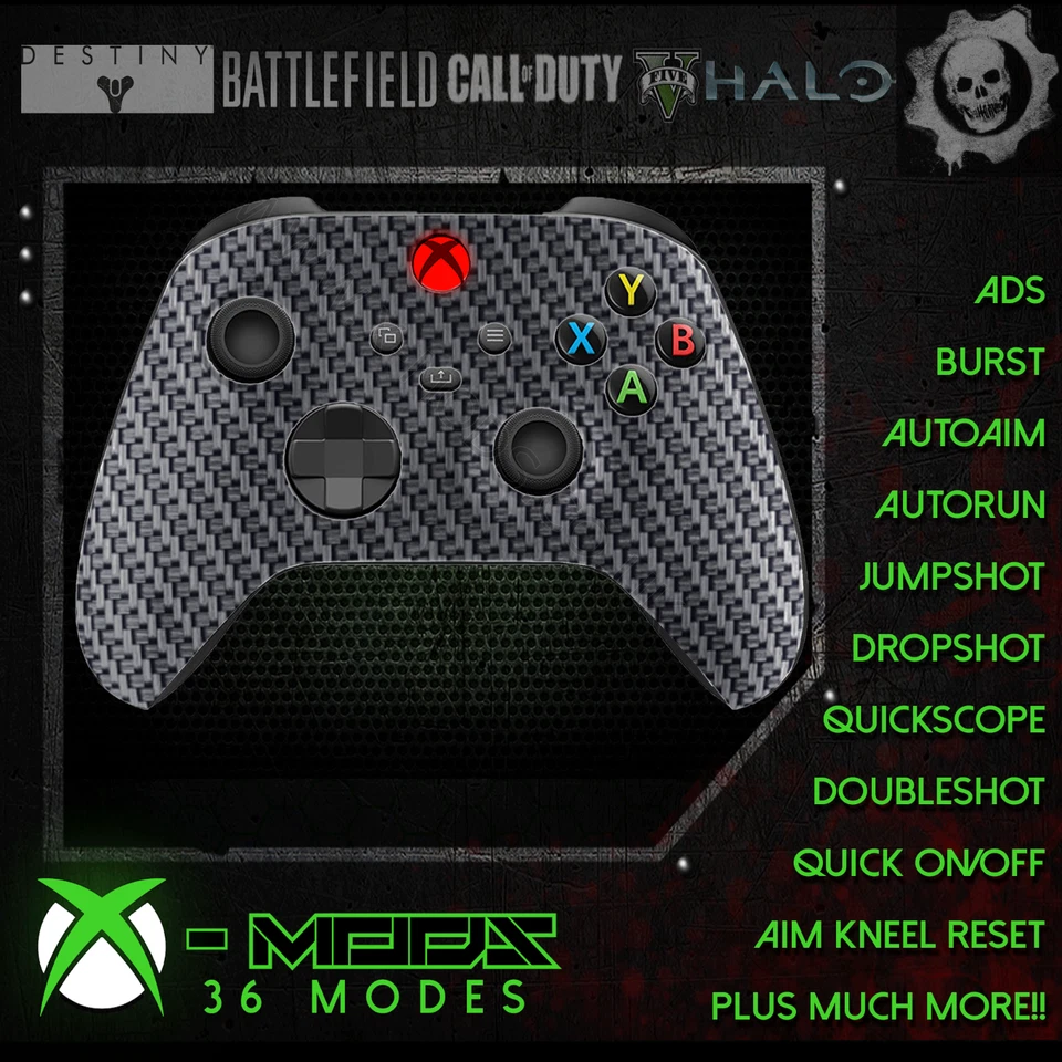 XBOX ONE SERIES RAPID FIRE CONTROLLER - CARNAGE MOD 2.0 - CARBON FIBRE - Image 1 of 1