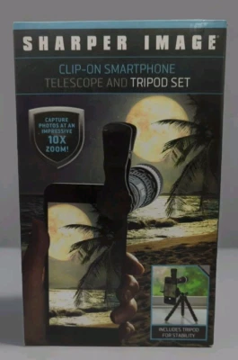 Sharper Image Clip On Smartphone Cell Phone Telescope & Tripod Set New Open Box - Image 1 of 4