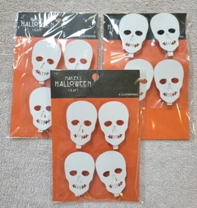 Halloween Skull Clothespins 3 Sets Of 4 - Picture 1 of 4