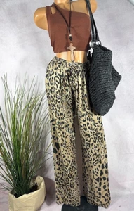 WEITE luftig leichte HOSE mit LEO Print Italy wide leg BRAUNTON 36 38 40 - Bild 1 von 7