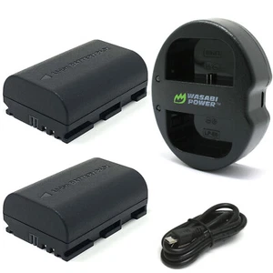 Wasabi Power Battery (2-Pack) & Dual Charger for Canon LP-E6N (2600 mAh, 7.2V) - Picture 1 of 7