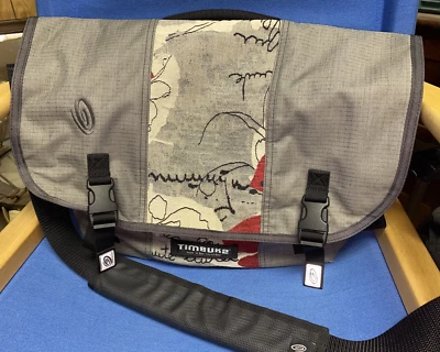 TIMBUK2 Custom Classic Messenger bag Gray/Poppy print Handmade in San Francisco - Image 1 of 4
