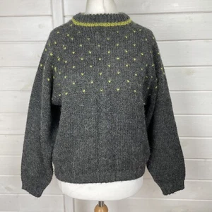 NEXT Jumper Womens Medium Grey Wool Blend Chunky Knit Vintage - Picture 1 of 11