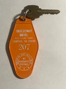 Llavero de habitación de hotel Breezeway Motel con llave Fairfax Virginia #207 - Imagen 1 de 2