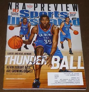 KEVIN DURANT FIRMATO SPORTS ILLUSTRATED RIVISTA OTTOBRE 25 OTTOBRE 2010 OKC THUNDER - Foto 1 di 1