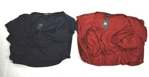 2 Koh Koh Women Red Blue Short Sleeve Ruched Cocktail Empire Waist Dress XL - Picture 1 of 8