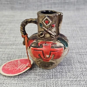 Vintage Hand Painted Native American Thunderbird Miniature Pitcher w Tag - Picture 1 of 10