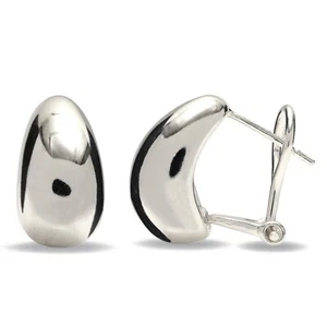 LeCalla 925 Sterling Silver Jewelry LARGE Omega Back Earrings for Women & Teen - Picture 1 of 8