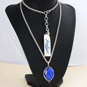 Lucky Brand blue stone diamond pendant simple long necklace women's jewelry - Picture 1 of 6