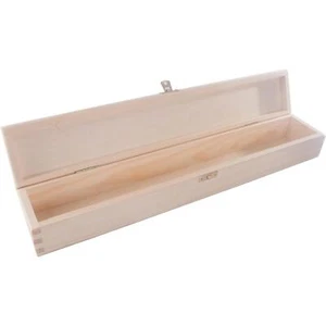 Wooden Candle Long Box with Lid & Clasp / 47 cm / Plain Wood / Keepsake Memory - Picture 1 of 8
