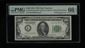 DBR 1934 $100 DGS San Francisco Gem Fr. 2152-Ldgs PMG 66 EPQ Serial L05594806A - Picture 1 of 2
