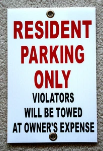 Letrero de plástico Coroplast SOLO ESTACIONAMIENTO PARA RESIDENTES 8"x12" con ojales - Imagen 1 de 1