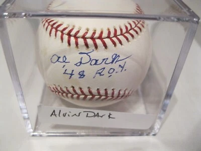 Autógrafo Oscuro Alvin OML Béisbol Inscrito '48 ROY Tristar Certificado de Autenticidad Automático Foto 1 de 4