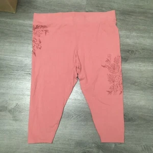 TORRID Leggings Womens Embroidered Cropped Premium Dusty Rose Floral Mid Rise 4X - Picture 1 of 12