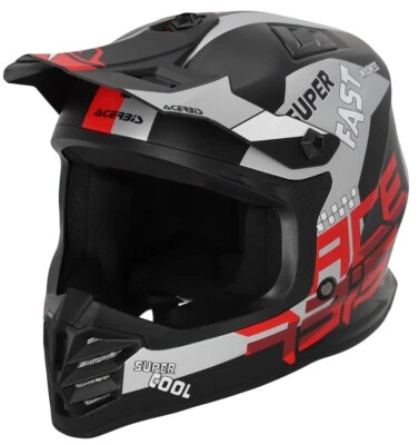 CASCO BAMBINO HELMET MOTO CROSS ACERBIS PROFILE JUNIOR NERO ROSSO TG YXL 53/54 Foto 1 de 4