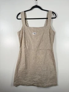 BNWT Abercrombie & Fitch Womens Mini Dress Wide Strap Back Smocked Beige Sz LT - Picture 1 of 15