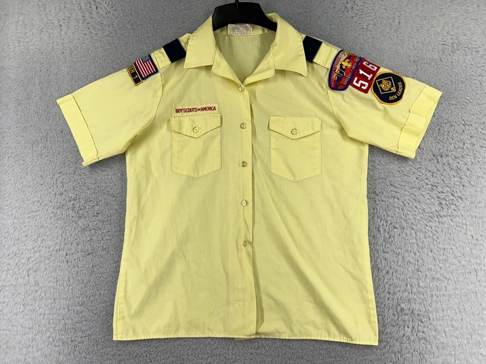 Boy Scouts of America Shirt Womens Large 14-16 Yellow Official Blouse Button Up - Image 1 of 4