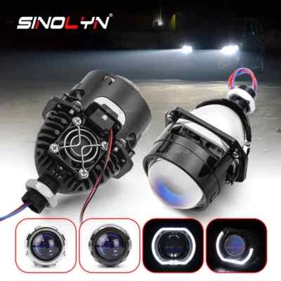 2.5'' Blue Bi LED Projector Lens DRL Angel Eyes 80W Car LED Headlights H4 H7 H1 - Image 1 of 4