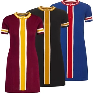 NEW MADCAP MOD RETRO 60s 70s 90s KNITTED ZIP NECK CYCLING TOP DRESS Aster MC1007 - Picture 1 of 13