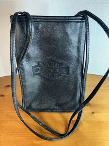 Vintage Harley Davidson Tasche Handtasche Beuteltasche schwarz Leder rechteckig - Bild 1 von 8