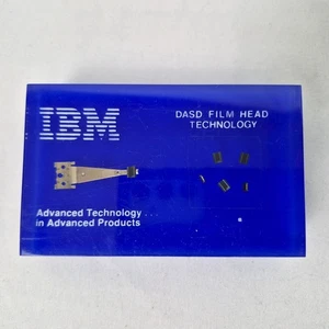 IBM Computer Chips DASD Film Head Technology Microchips Lucite Paperweight 1979 - Picture 1 of 9
