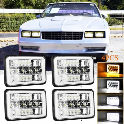 Faros LED de haz alto/bajo Fit Chevrolet Monte Carlo 1980-1988 Caprice 4 piezas 4x6" Foto 1 de 4